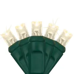 70 Twinkle Warm White 5mm LED Christmas Lights, Green Wire, 4" Spacing