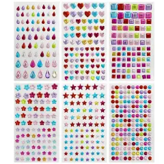 Wrapables Crystal Rhinestone Gem Stickers, Bling Jewel Adhesives for DIY Arts & Crafts, Smartphones, Water Bottles, Sunglass Cases (Set of 6) Stars and Squares