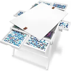 Jumbl 1500 Piece Puzzle Board, 27&rdquo; x 35&rdquo; Wooden Jigsaw Puzzle Table Board White