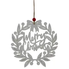 Northlight 8" White "Merry Christmas" Wreath Cutout Hanging Ornament