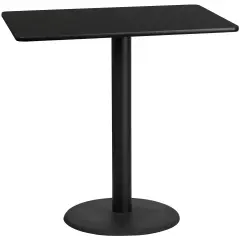 Emma and Oliver 30"x48" Rectangular Laminate Bar Table with 24" Round Base Black