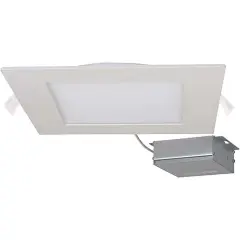 24 watt LED Direct Wire Downlight Edge-lit 8 inch 4000K 120 volt Dimmable Square Remote Driver White