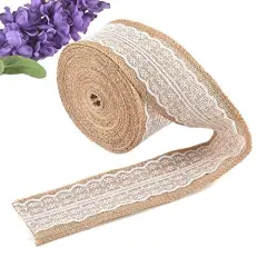 eZthings Decorative Designer Fabric Ribbons for Home Craft Projects and Gift Baskets White(2.4" Width)