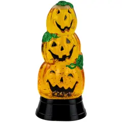 Northlight LED Lighted Stacked Jack O' Lanterns Halloween Snow Globe - 6.5" Orange