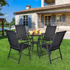 4-Pack Patio Folding Chairs Portable for Outdoor Camping Black