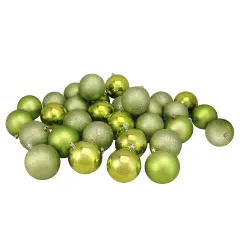 Northlight Shatterproof 4-Finish Christmas Ball Ornaments 3.25" (80mm) - Kiwi Green - 32ct