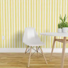Pre-Pasted Wallpaper 2FT Wide Yellow Painted Stripe Contemporary Limon Modern Coastal Summer Sunny Happy Large Scale Custom Pre-pasted Wallpaper by Spoonflower