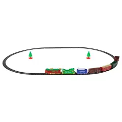 Northlight 23 Pc Battery Operated Lighted and Animated Classic Christmas Train Set with Oval Track Red