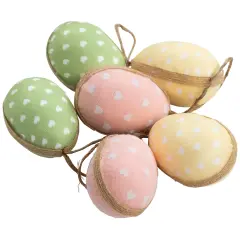 Northlight Fabric Pastel Easter Egg Ornament Decorations - 5.75" - Set of 6 Green