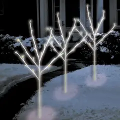 Brite Star Twig Tree Twinkling Outdoor Christmas Pathway Markers -30" - Set of 3 White