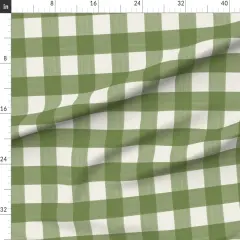 Various Fabrics by the Yard or Fat Quarter Buffalo Plaid Gingham Check Watercolor Spring Summer Green Cream Custom Printed Fabric by Spoonflower