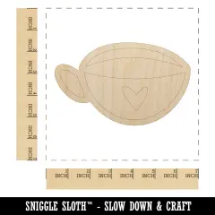 Fun Cup of Tea Coffee with Heart Unfinished Wood Shape Piece Cutout for DIY Craft Projects