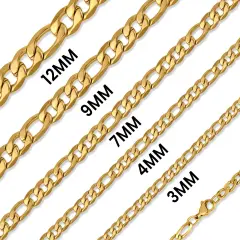 Stainless Steel 18K Gold PVD Coated Figaro Chain Necklace