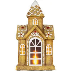 Northlight LED Lighted Gingerbread House with Icing Accents Christmas Decoration - 16" Brown
