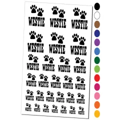 Westie West Highland White Terrier Dog Paw Prints Fun Text Temporary Tattoo Water Resistant Fake Body Art Set Collection Orange