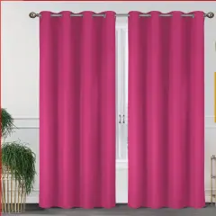 55'' X 84'' Solid Thermal Blackout Panels- 2 Pack (15 Colors) Bright Rose