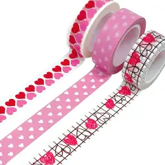 Wrapables Masking Tape Washi Tapes Valentine Hearts Washi Tape Set of 3 Set 3