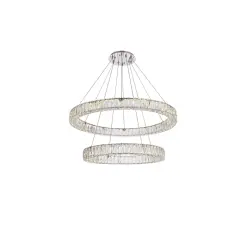 Monroe 36 inch LED double ring chandelier in chrome
