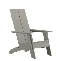 Merrick Lane Piedmont Modern 2 Slat Back All-Weather Poly Resin Wood Adirondack Chair Gray