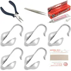 Bead Tip Kit - Pliers, Tweezers, Cement, 5 Bead Tips & Pink Bead Cord #4