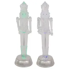 Northlight LED Lighted and Musical Nutcracker Christmas Figurines - 12.5" - Set of 2 Clear