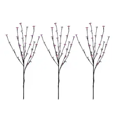 Northlight Lighted LED Cherry Blossom Artificial Tree Branches - 2.5' - Pink - Set of 3 Black