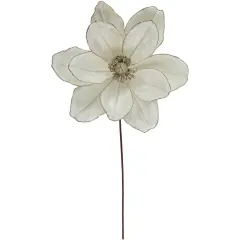Northlight 24" Cream Magnolia Glittered Christmas Stem Spray Ivory