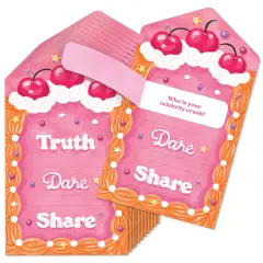 Big Dot of Happiness Hot Girl Bday - Vintage Cake Birthday Party Game Pickle Cards - Truth, Dare, Share Pull Tabs - Set of 12