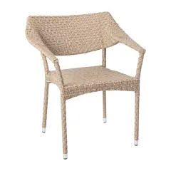 Merrick Lane Cheri Fade and Weather Resistant Modern PE Rattan Patio Dining Chair with Reinforced Steel Frame Natural
