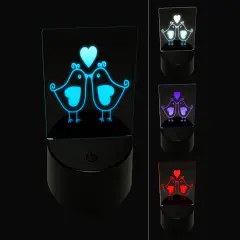 Sweet Kissing Birds Love 3D Illusion LED Night Light Sign Nightstand Desk Lamp