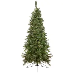 Northlight Real Touch&trade;️ Pre-Lit Slim Canyon Pine Artificial Half Wall Christmas Tree - 7.5' - Clear Lights Green