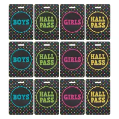 Chalkboard Brights Hall Pass with Lanyard, 4 Per Pack, 3 Packs