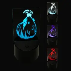 Cute Silkie Guinea Pig with Bow 3D Illusion LED Night Light Sign Nightstand Desk Lamp