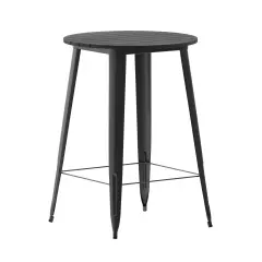 Merrick Lane Dryden Indoor/Outdoor Bar Top Table, 30" Round All Weather Poly Resin Top with Steel base Black
