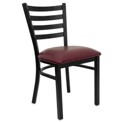 Emma and Oliver Ladder Back Metal Restaurant Dining Chair BurgVYL/BlackMetal