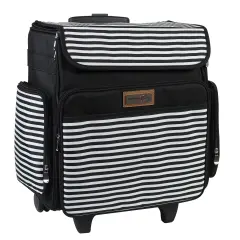 Collapsible Rolling Scrapbook & Featherweight Case, Black & White Stripe