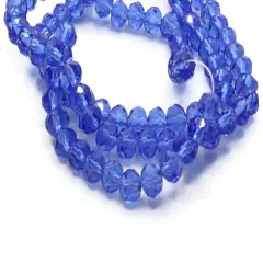 92 6mm Blue Faceted Rondelle Glass Beads