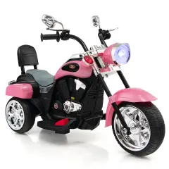 6V Chopper Style Motorcycle with Bright Headlight and Cheering Music Perfect Gift to Kids Pink