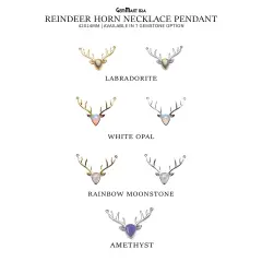 Reindeer Horn Necklace Pendant, Unique DIY Antler Pendant, Natural Gemstone, 42x14mm, GemMartUSA (50520)