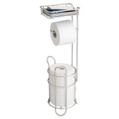 mDesign Steel Free Standing Toilet Paper Holder Stand and Dispenser