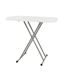 Emma and Oliver Height Adjustable Plastic Folding TV Tray/Laptop Table in Granite White