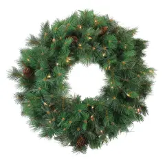 Northlight Pre-Lit Royal Oregon Pine Artificial Christmas Wreath, 24-Inch, Clear Lights Green