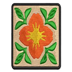 Flower and Leaves Floral Pattern TileMulti-Color Embroidered Iron-On or Hook & Loop Patch Applique