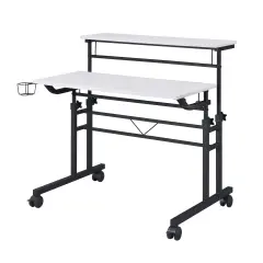 Techni Office Solutions 40" White and Black Durable Rectangular Writing Desk