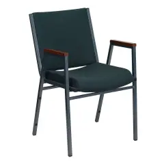 Emma and Oliver Heavy Duty Reception/Guest Stack Chair with Arms GreenPatternedFabric