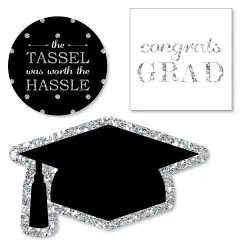 Big Dot of Happiness Tassel Worth The Hassle - Silver - Cut-Outs - 24 Count
