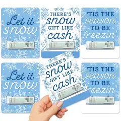 Big Dot of Happiness Blue Snowflakes - DIY Assorted Winter Holiday Party Cash Holder Gift - Funny Money Cards - Set of 6