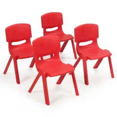 4-pack Kids Plastic Stackable Classroom Chairs Red