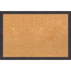 Dark Bronze Scoop Wood Framed Corkboard, Natural Cork