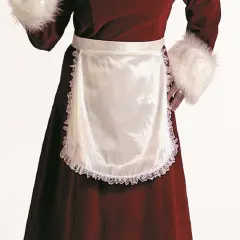 The Costume Center White Short Satin Mrs. Claus Apron with Lace Trim &ndash; One Size